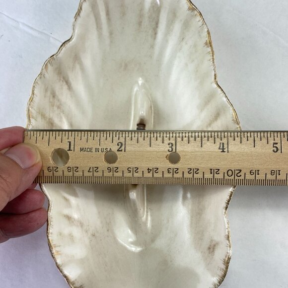 Vintage Mid Century California Pottery Leaf Shape Ashtray White - Picture 12 of 12